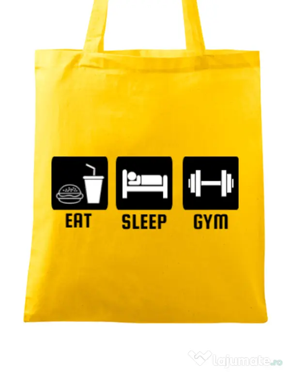 Sacosa din panza Eat sleep gym Galben
