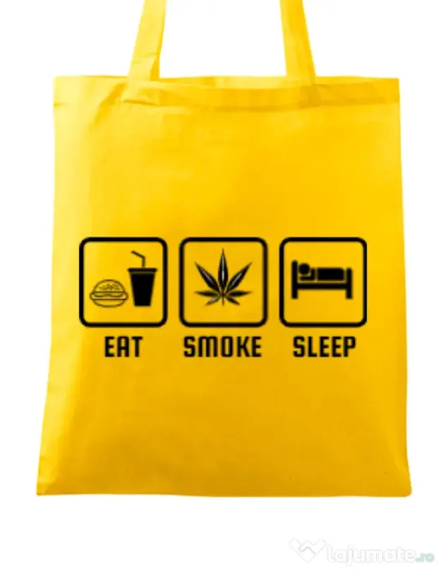 Sacosa din panza Eat smoke sleep Galben