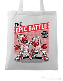 Sacosa din panza Epic battle Alb