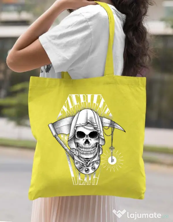 Sacosa din panza Experience death Galben