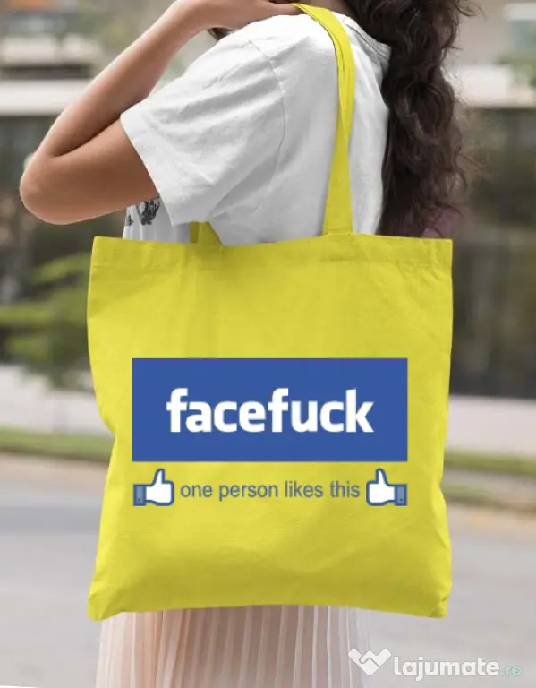 Sacosa din panza Facefuck Galben