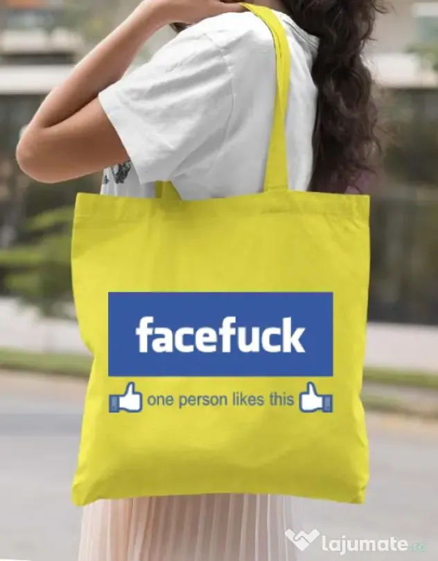 Sacosa din panza Facefuck Galben