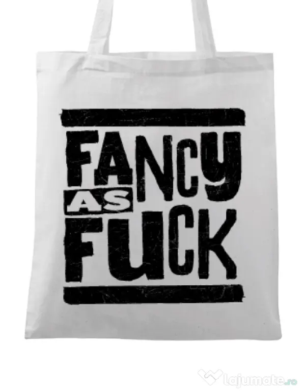 Sacosa din panza Fancy as fuck Alb