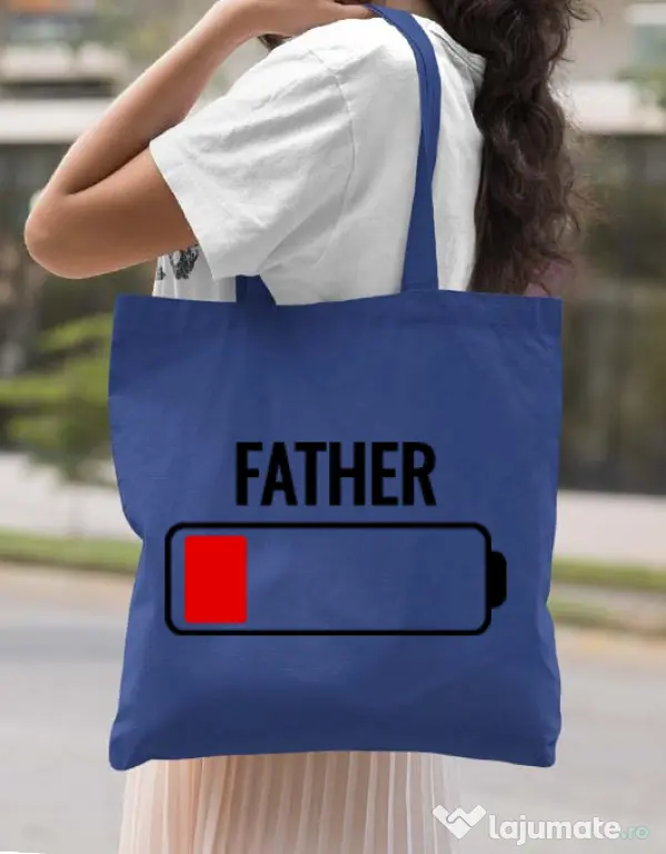 Sacosa din panza Father battery Albastru regal