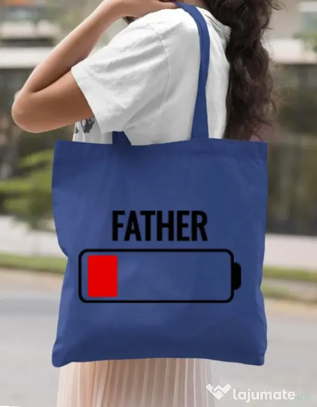 Sacosa din panza Father battery Albastru regal