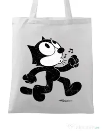 Sacosa din panza Felix the cat Alb