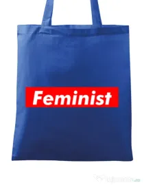 Sacosa din panza Feminist Albastru regal