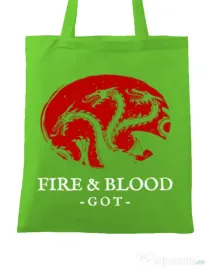 Sacosa din panza Fire and Blood Targaryen Verde mar