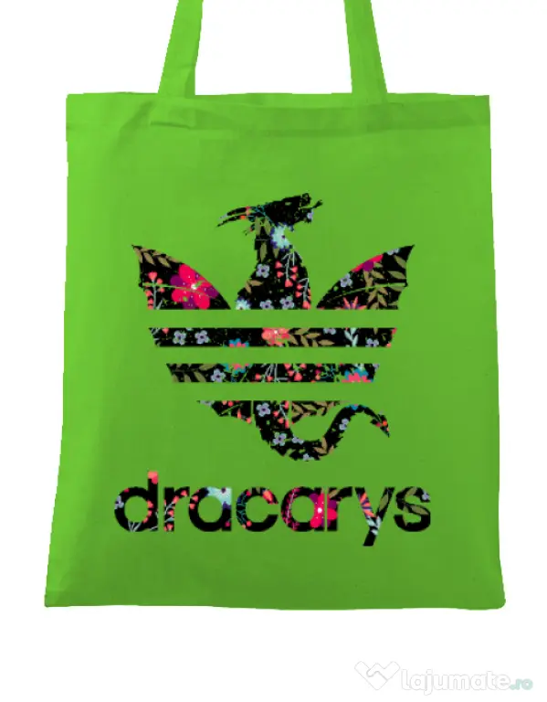 Sacosa din panza Flower dracarys Verde mar