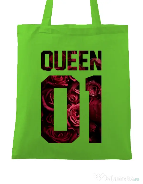 Sacosa din panza Flower queen Verde mar