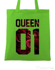 Sacosa din panza Flower queen Verde mar