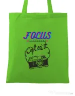 Sacosa din panza Focus and than Capture it Verde mar