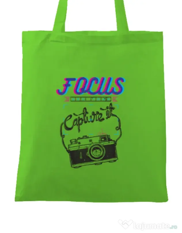 Sacosa din panza Focus and than Capture it Verde mar