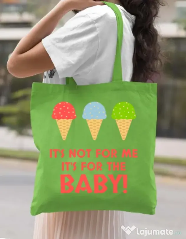 Sacosa din panza For the baby Verde mar