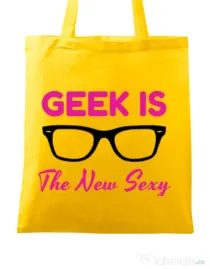 Sacosa din panza Geek is the new sexy Galben