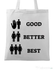 Sacosa din panza Good better best Alb