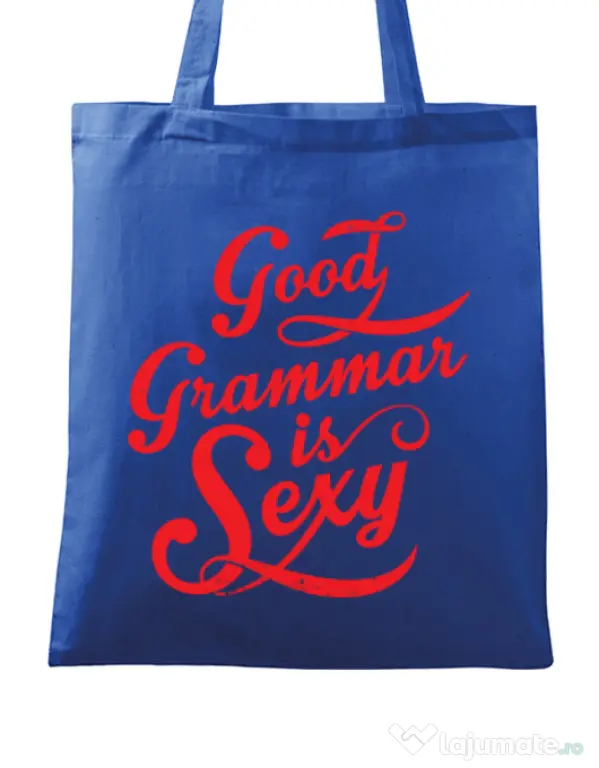 Sacosa din panza Good grammar Albastru regal