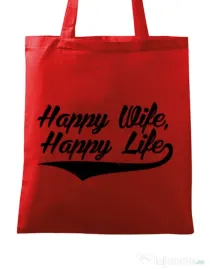 Sacosa din panza Happy life Rosu