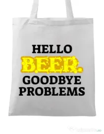 Sacosa din panza Hello beer Alb