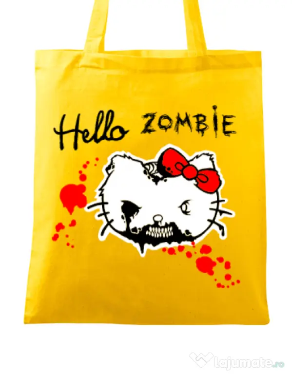 Sacosa din panza Hello zombie Galben