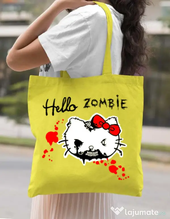 Sacosa din panza Hello zombie Galben