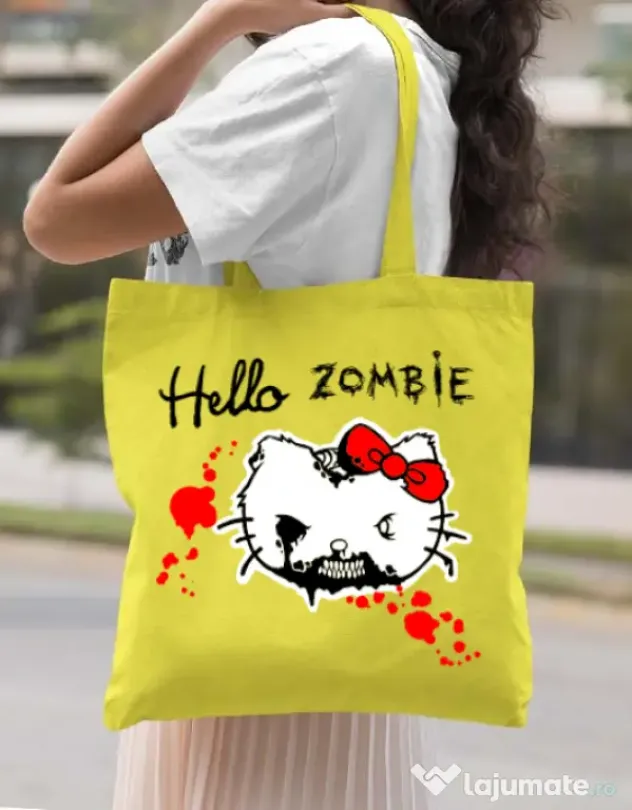 Sacosa din panza Hello zombie Galben
