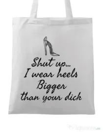 Sacosa din panza High heels Alb