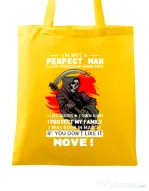 Sacosa din panza I am not a perfect man Galben