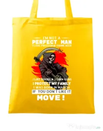 Sacosa din panza I am not a perfect man Galben
