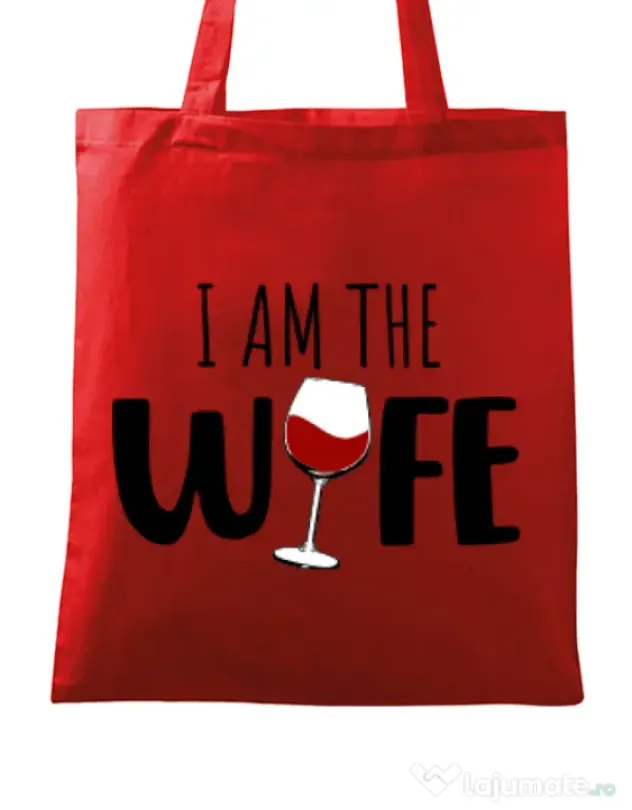 Sacosa din panza I am the wife Rosu