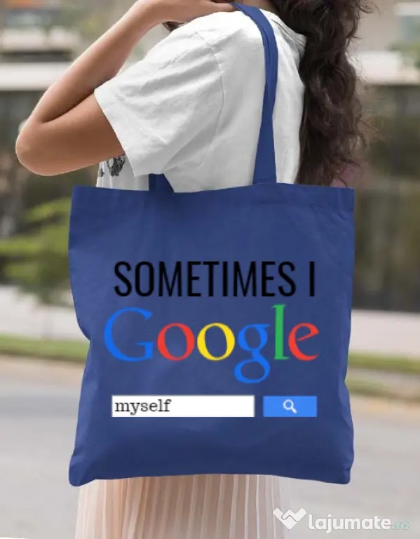 Sacosa din panza I google myself Albastru regal