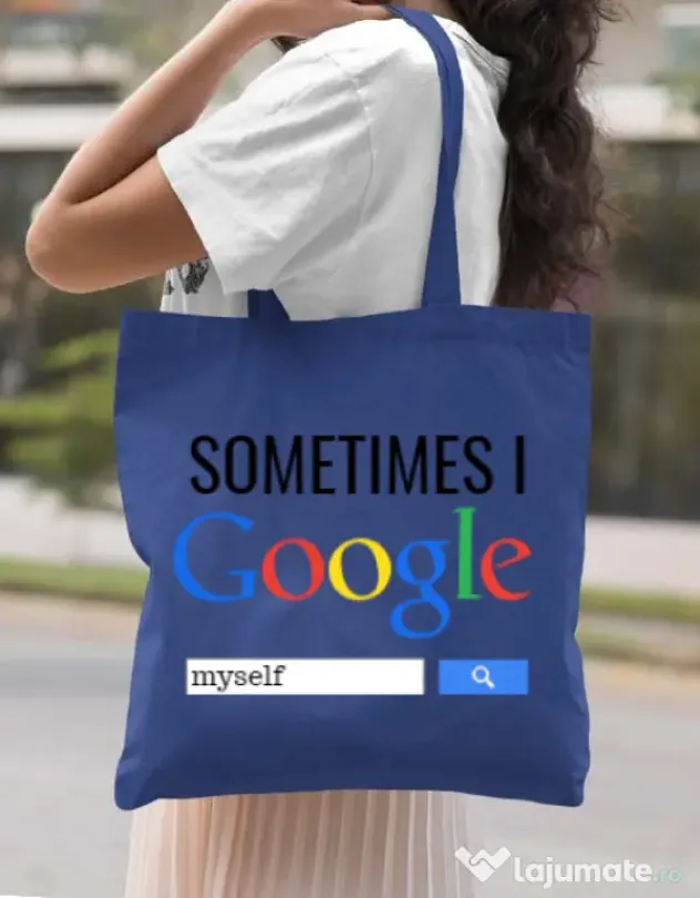 Sacosa din panza I google myself Albastru regal