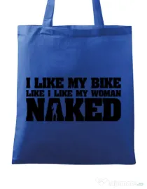 Sacosa din panza I like my bike Albastru regal