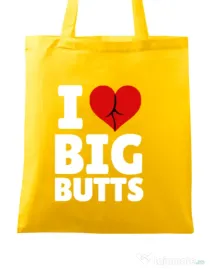 Sacosa din panza I love big butts Galben