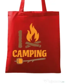 Sacosa din panza I love Camping Rosu
