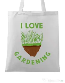 Sacosa din panza I love gardening Alb