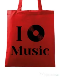 Sacosa din panza I love music Rosu