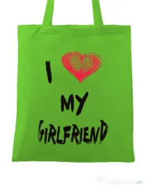 Sacosa din panza I love my girlfriend Verde mar