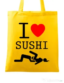 Sacosa din panza I love sushi Galben