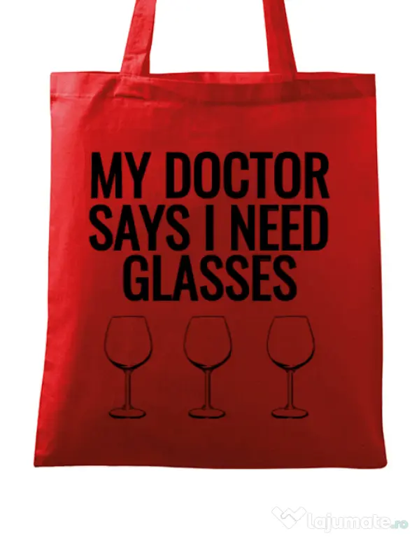 Sacosa din panza I need glasses Rosu