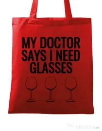 Sacosa din panza I need glasses Rosu