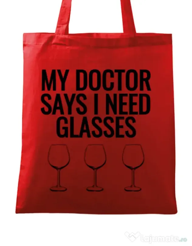 Sacosa din panza I need glasses Rosu