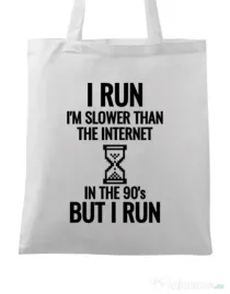 Sacosa din panza I run Alb