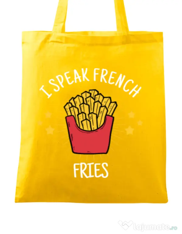 Sacosa din panza I speak french Galben