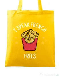 Sacosa din panza I speak french Galben