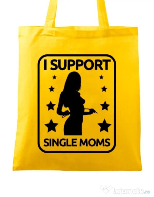 Sacosa din panza I support single moms Galben