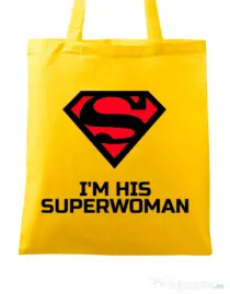 Sacosa din panza I'm his superwoman Galben