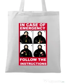 Sacosa din panza In case of emergency Alb