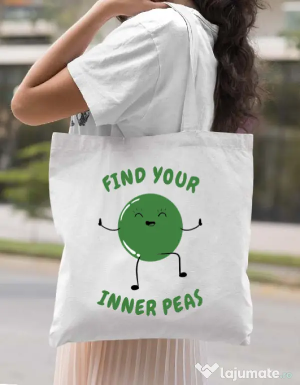 Sacosa din panza Inner peas Alb