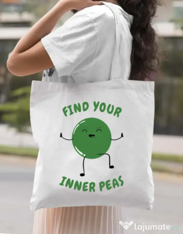 Sacosa din panza Inner peas Alb